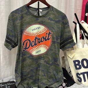 Detroit Baseball Tigers Camo Short Sleeve Sizes S-XL
